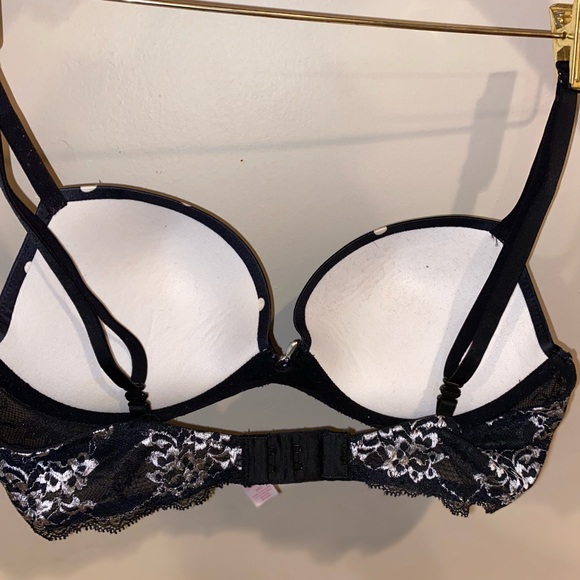 Victoria’s Secret Push Up Bra size 34C Black with white Poka Dots - Picture 3 of 3